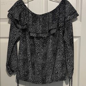 Michael Kors Black and White Patterned Blouse